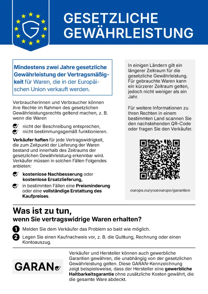 Gesetzliches Gewährleistungs Label